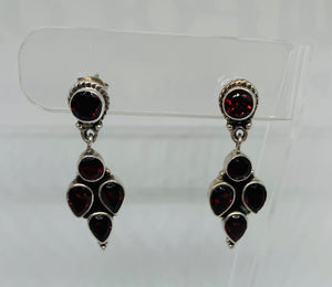Deep Red Natural Garnet Earrings