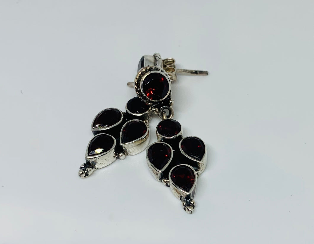 Deep Red Natural Garnet Earrings