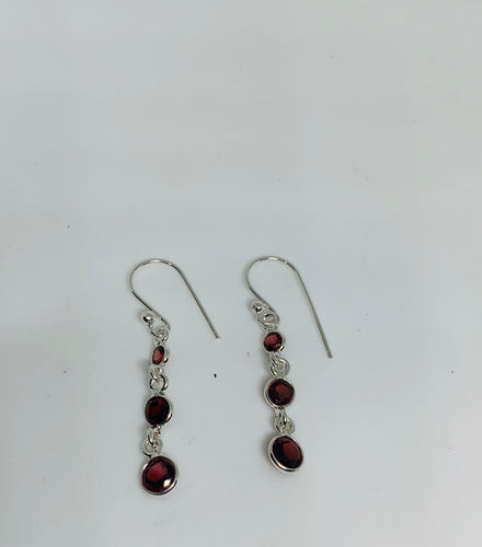 Everyday earrings Garnet and 925 Silver