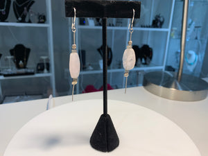 Earrings Natural Rose Quartz In Sterling Silver