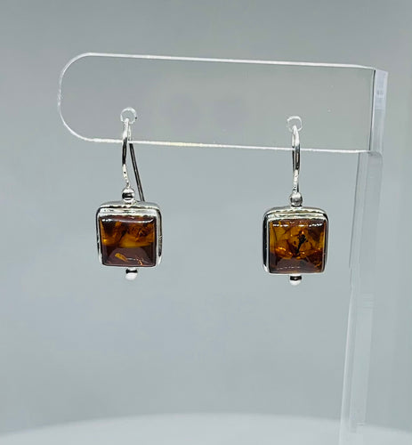 Natural Amber with Inclusions Earrings Handcrafted