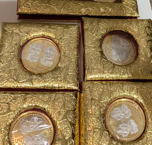 999 Silver Lakshmi and Ganesha- gold polish 10 gms