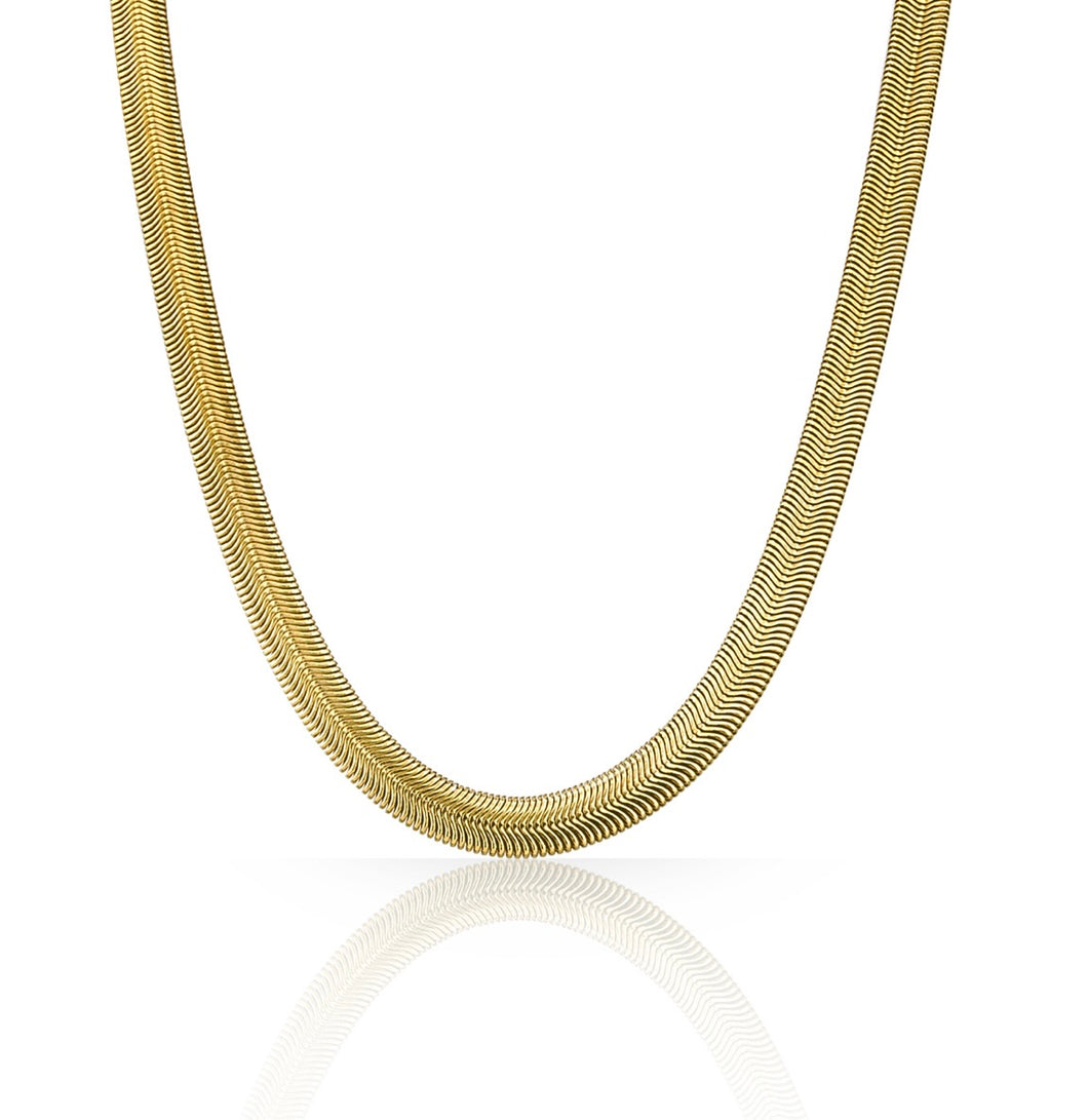 925 Silver Flat Snake Choker- Gold Plated