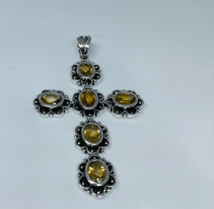 Cross Pendant- yellow topaz