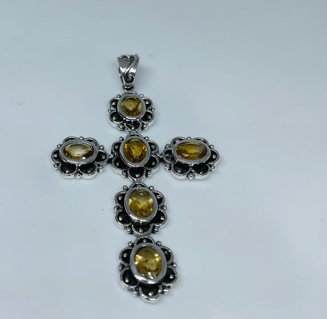 Cross Pendant- yellow topaz