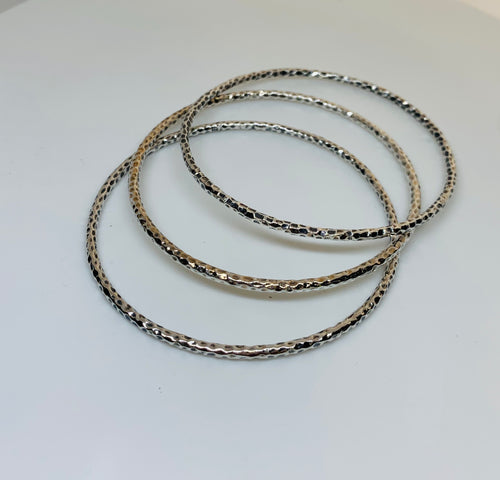 Hammered Silver Bangles