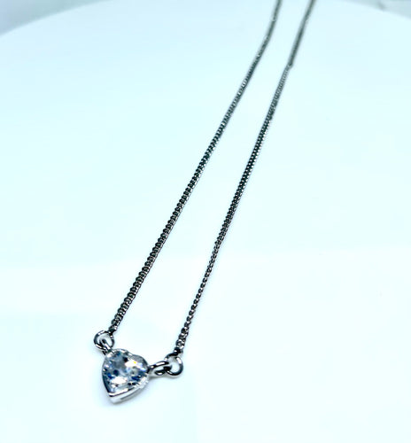 Heart shaped pendant with crystal gemstone and 925 silver chain