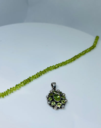 Peridot Pendant with small pearls