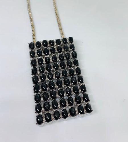 Black Onyx and 925 Silver Pendant