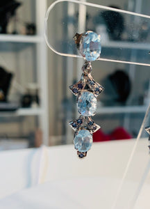 Genuine Silver and Topaz Gemstone Earrings.