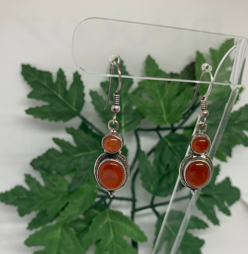 Rare Barzil Mined Genuine Silver Carnelian Danglers For Daily Wear, Lucky Earrings, Beautiful Earrings, Must Have